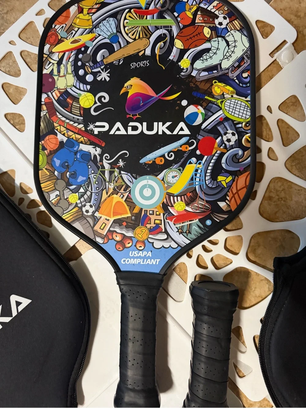 Padilla Black Graphic Pickleball Paddle - Colorful Design